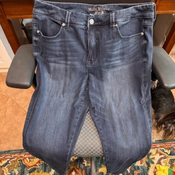 Stretch Denim Straight Leg Jeans with sparkly buttons at waist & Ankles - Picture 5 of 5